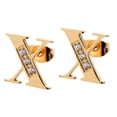 thumbnail image 1 of Aretes Mujer LuckyLy, Inicial Letra A, Acero Inoxidable con Oro 18k y Zirconia Cúbica, Modelo Tina dorado UNITALLA, 1 of 7