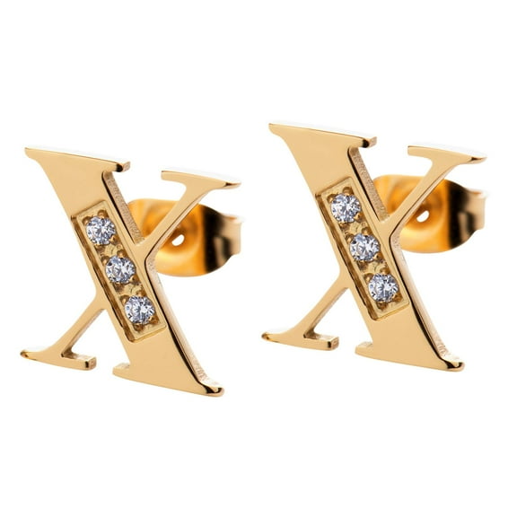 Aretes Mujer LuckyLy, Inicial Letra A, Acero Inoxidable con Oro 18k y Zirconia Cúbica, Modelo Tina dorado UNITALLA