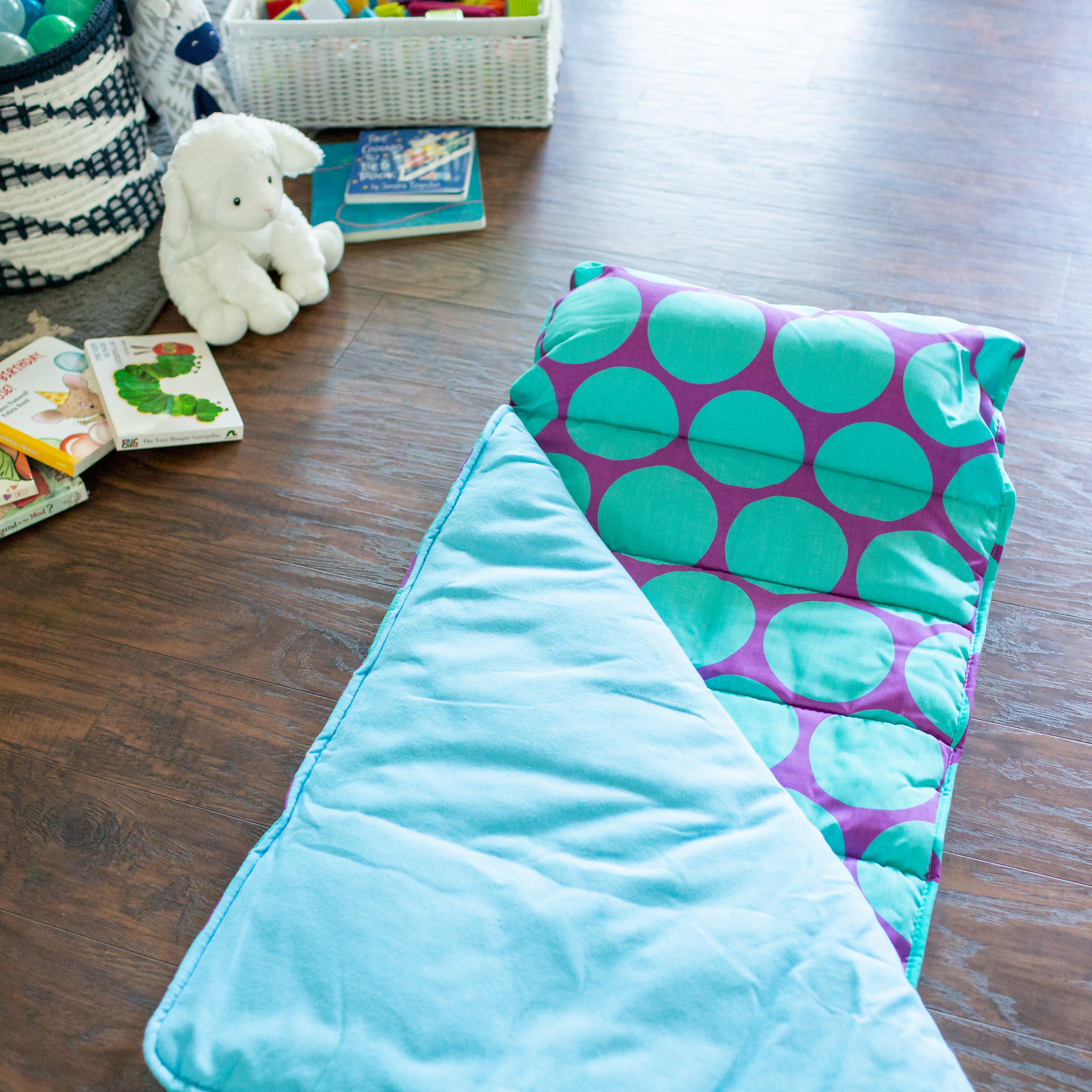 Wildkin Original Nap Mat for Toddler Boys and Girls, Ideal for Daycare and Preschool, Hypoallergenic, Phthalate and BPA Free, Roll-up Design (Big Dot Aqua) - image 3 of 7