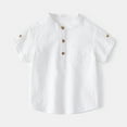 thumbnail image 6 of LYMAYTER Kids Toddler Boys Casual T-Shirt Baby Solid Color Short Sleeve Tops for 1-6 Years Summer Cotton Lapel Tees Shirts, 6 of 8