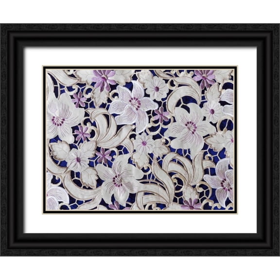 Paulson, Don 32x25 Black Ornate Wood Framed with Double Matting Museum Art Print Titled - Mexico, Pozos Detail of tapestry inside church