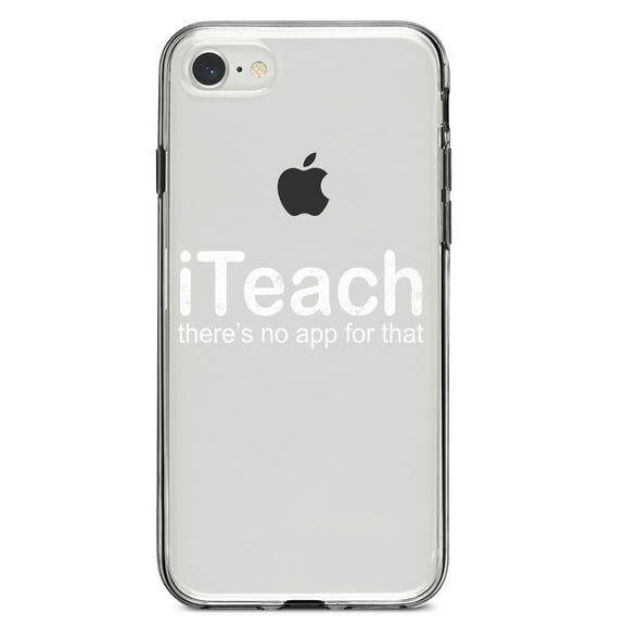 DistinctInk Clear Shockproof Hybrid Case for iPhone 7 8 SE (2020 Model) 4.7" Screen TPU Bumper Acrylic Back Tempered Glass Screen Protector - iTeach There's No App for That