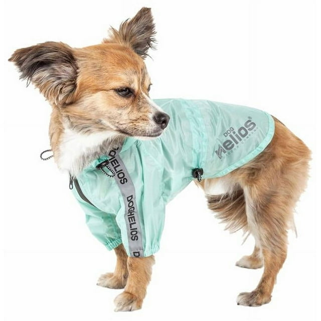Dog Helios R9AQXS Torrential Shield Waterproof Multi-Adjustable Pet Dog Windbreaker Raincoat - Aqua Blue, Extra Small