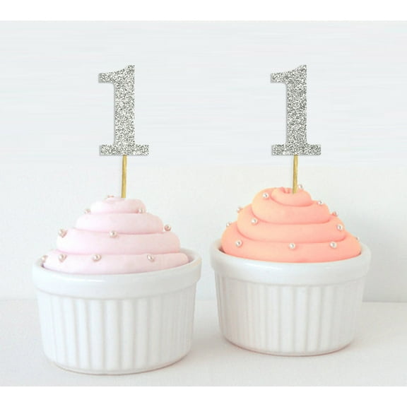 Darling Souvenir, One First Birthday Number Cupcake Toppers, Birthday/ Anniversary Party Dessert Decorations - Pack Of 20