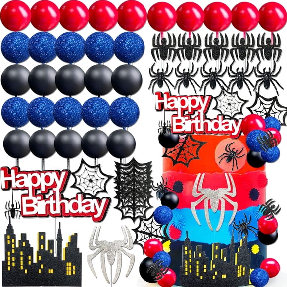 Decoración para tartas Roaring Good Time Spiderman Birthday, 48 unidades