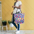 thumbnail image 4 of FORMRS Womens Canvas Tote Bag with Zipper Inner Pocket Shoulder Handbag, Yellow Wavy Plaid, 4 of 7