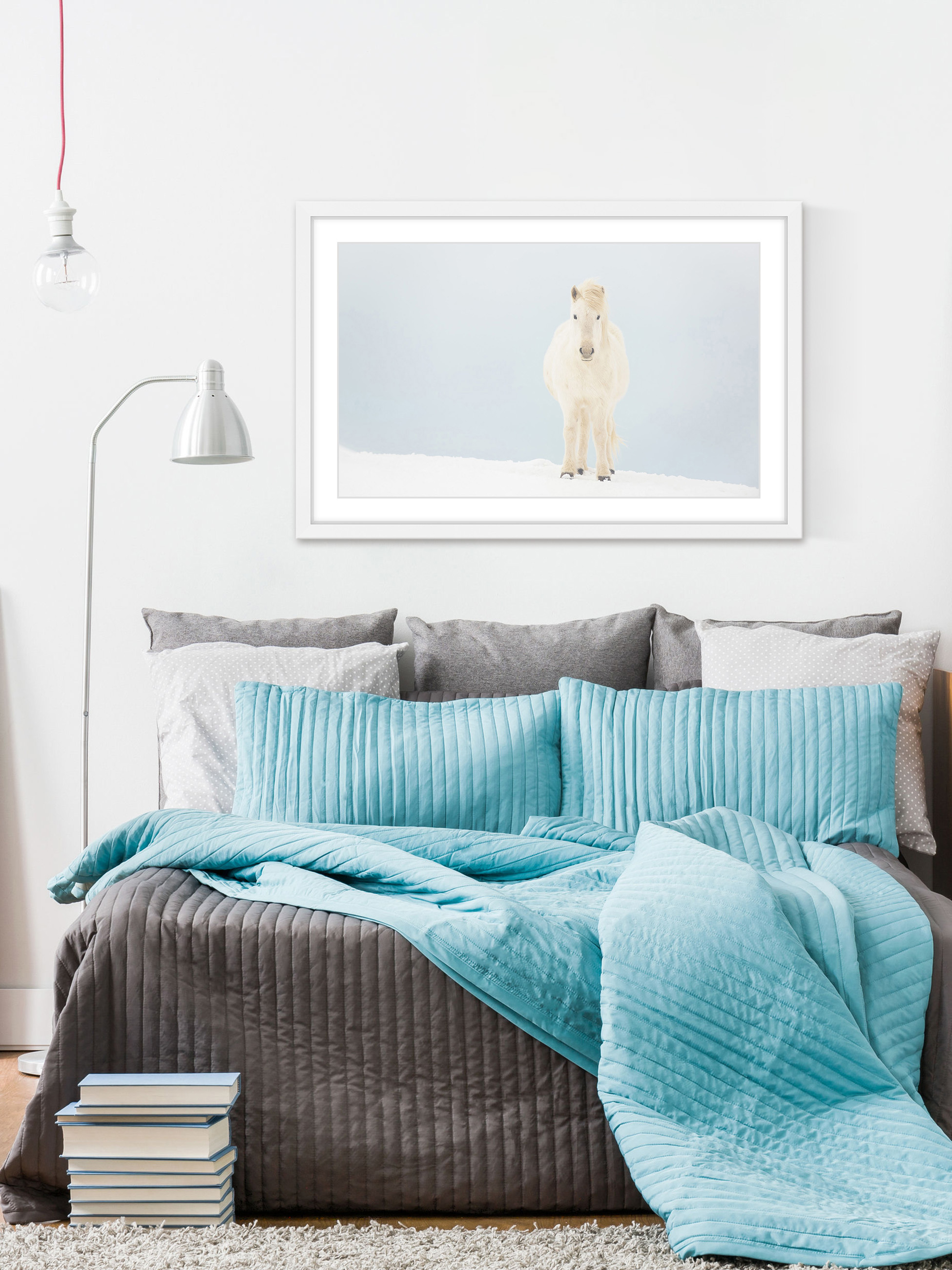 "White Horse Comes" Framed Painting Print