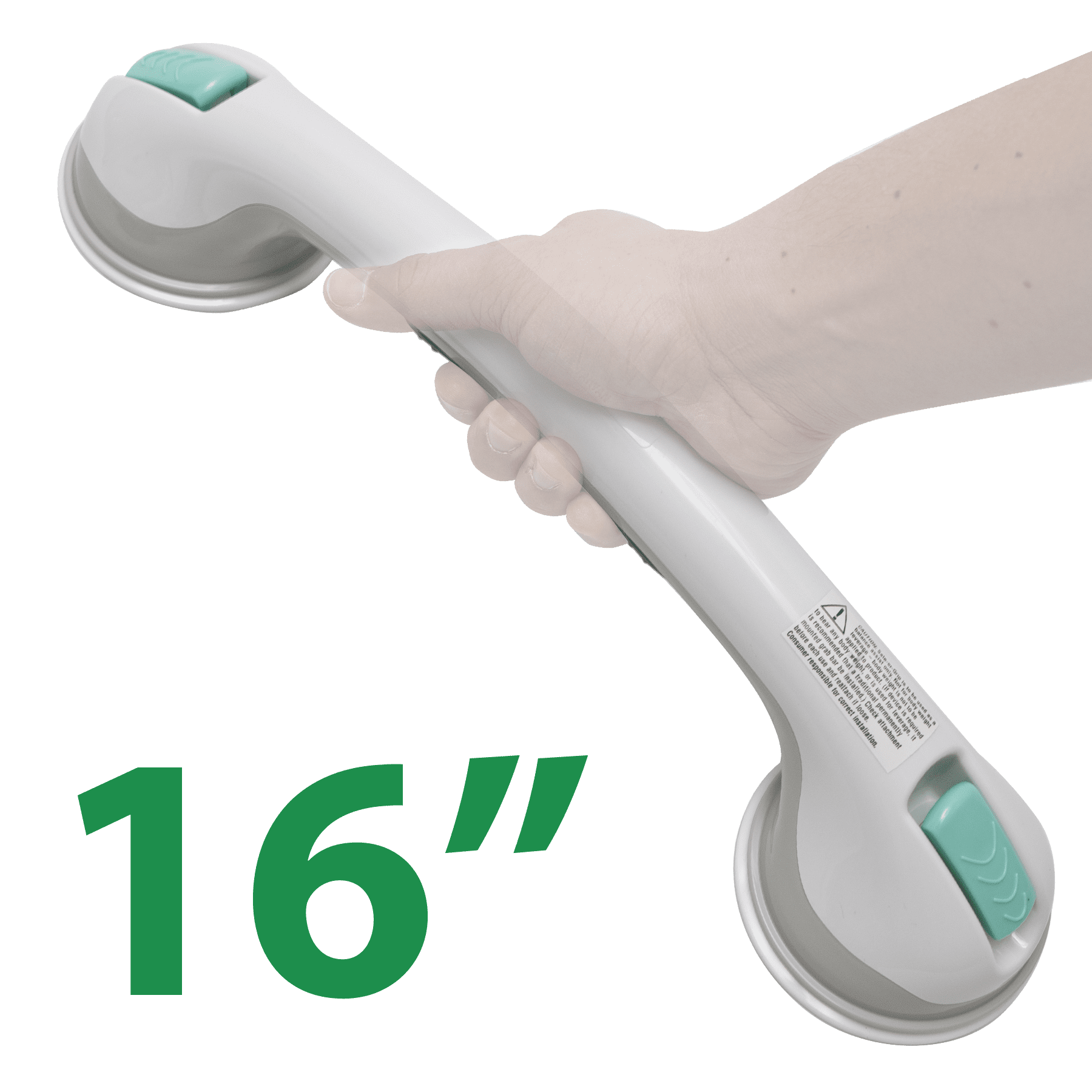 PCP Suction Grip Shower Handles, White, 16 inches