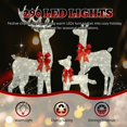 thumbnail image 4 of Lighted Christmas Reindeer Family – 3-Piece Set, 290 LED Lights, Buck, Doe, & Fawn with Red Bows, Silver Sparkling Fabric & Metal Frame for Holiday Décor, 4 of 10