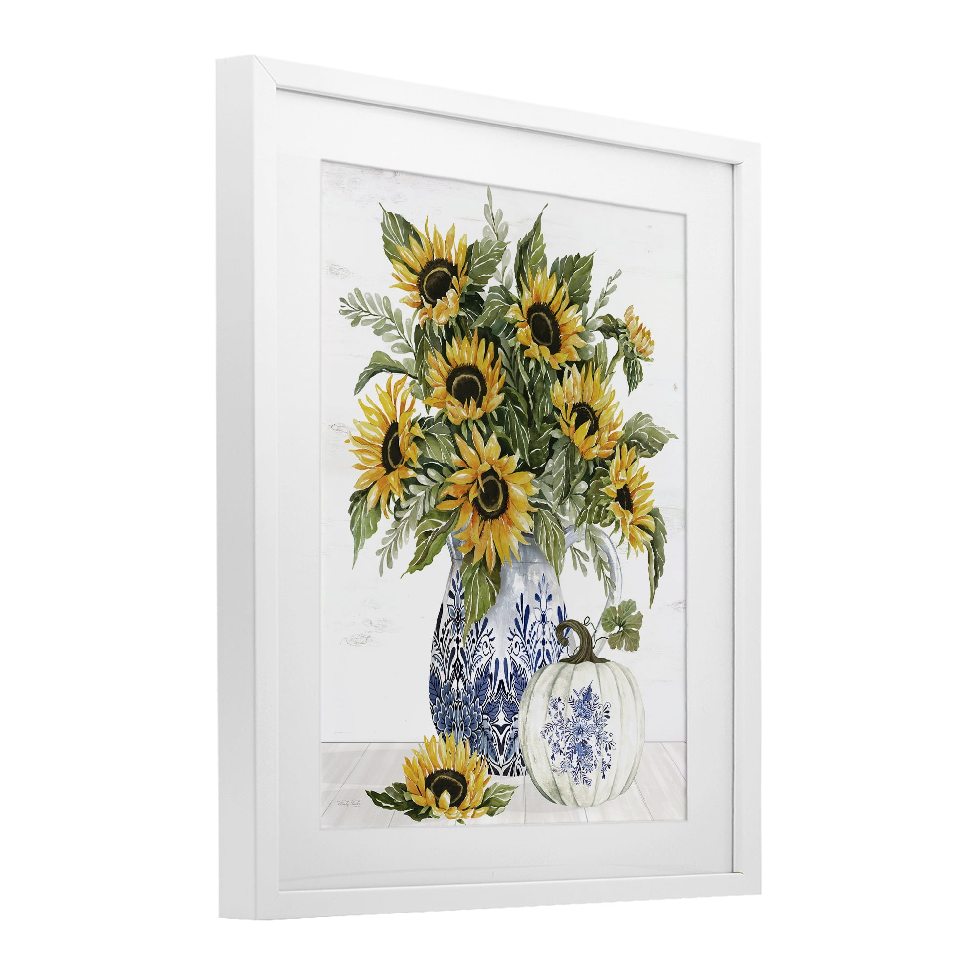 Stupell Industries Imperial Autumn Sunflowers White Framed Print Under Glass, design by Cindy Jacobs