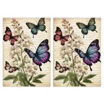 2 Pcs Funny Kitchen Towels,Vintage Butterfly and Flower Microfiber Dish Towels,Kitchen Tea Towels,Kitchen Towel Set (18" X 26")