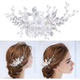 thumbnail image 2 of Peineta nupcial para boda, accesorios para el cabello con flores de cristal, piezas para el cabello nupcial para mujeres y niñas (color plateado), 2 of 5