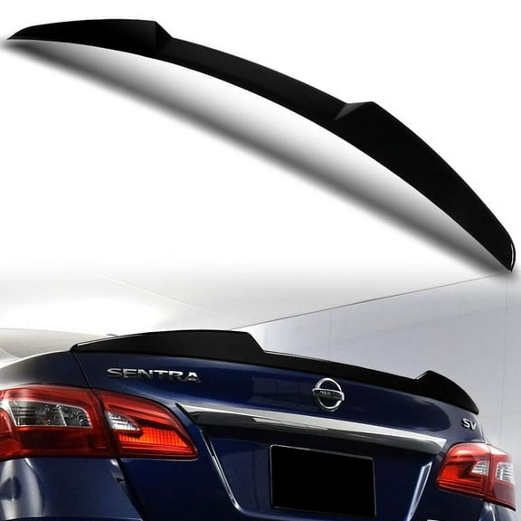 W-Power For 2013-2019 Nissan Sentra Pearl Black Rear Trunk Spoiler Wing V-Style