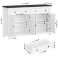 thumbnail image 4 of Homfa 55.1'' W Kitchen Buffet Storage Cabinet with Adjustable Shelves, 4-Doors 2-Drawers Sideboard Storage Cabinet, White/Black, 4 of 8