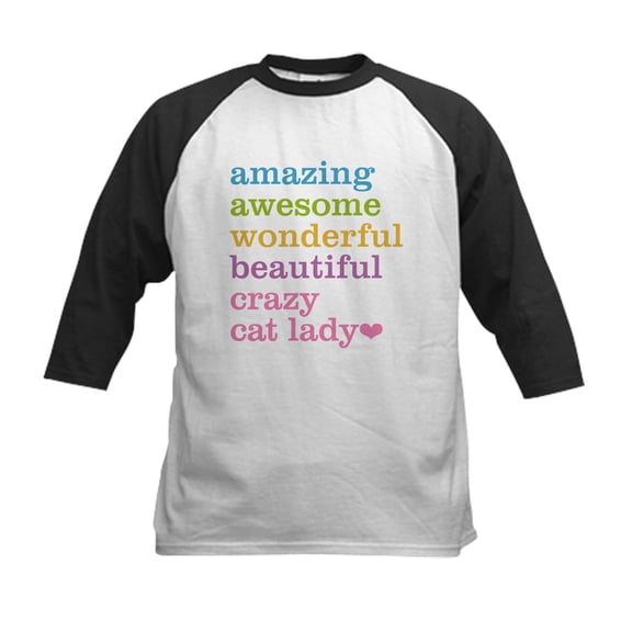 CafePress - Crazy Cat Lady Baseball Jersey - Kids Cotton Baseball Jersey, 3/4 Sleeve Shirt