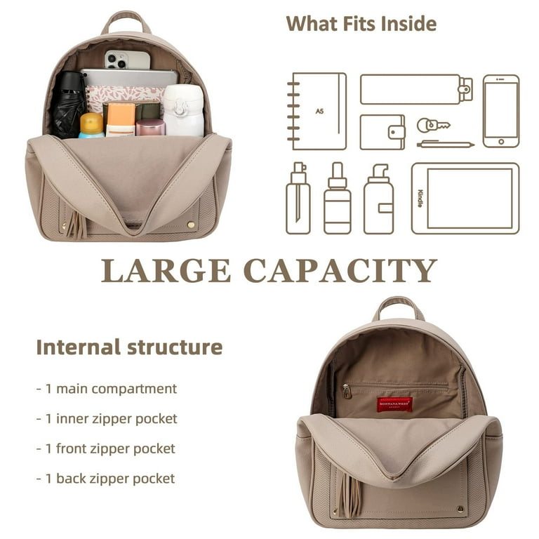 Montana West Medium Backpack Purse for Women Anti Theft Backpack with Secured Zipper Tassel Khaki Backpack Walmart
