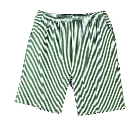 SWSMCLT Men's Soft Pajamas Cotton Pajama Shorts Summer Cool Loose Pocket Breathable Comfy Mid Thigh Sleepwear Green Small