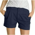 thumbnail image 2 of BLOCLOALO Casual Shorts Stretch Shorts Women's Fashion Shorts Short Chino Trousers Pleated Fake Pocket Pants Work Shorts Active Shorts Comfy Shorts Navy S, 2 of 8