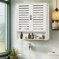thumbnail image 5 of LUVODI 23.2x8x26.1 inch White Bathroom Cabinet Wall Mounted Bamboo Over-The-Toilet Storage Organizer with 2 Door and Adjustable Shelves, 5 of 12