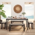 thumbnail image 4 of 5-Piece Dining Table Set for 6, Kitchen Table with 4 Chairs & Bench, Compact Furniture for Small Space & Apartment Grey, 4 of 10