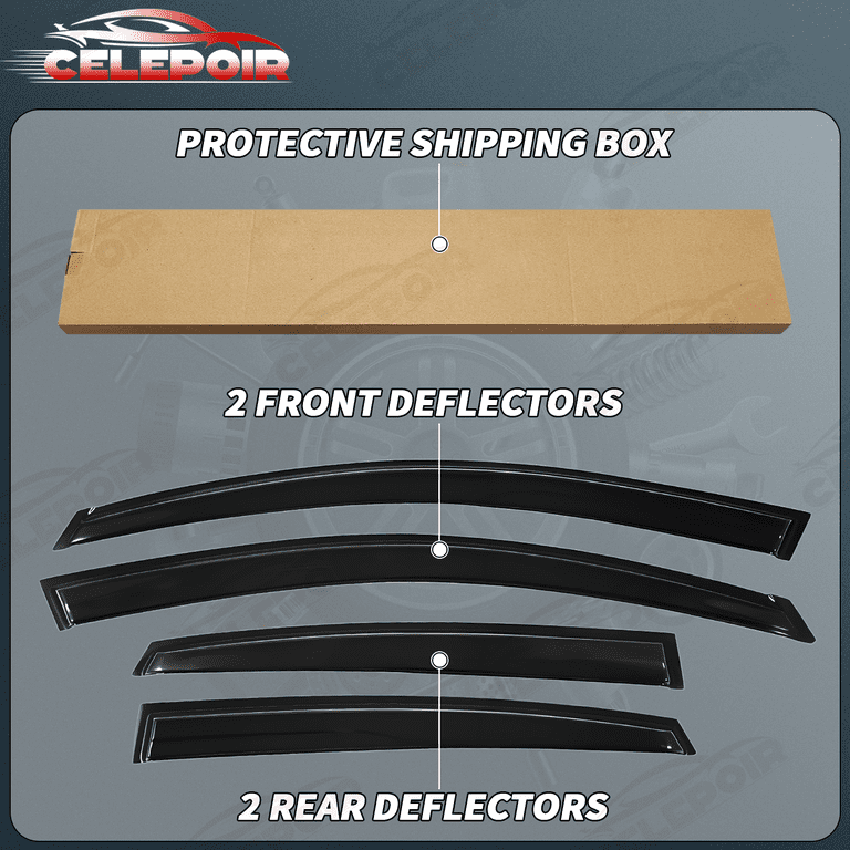 1992-2000 Chevy GMC C/K 1500 Crew Cab Rain Guards - Window Visors & Deflectors, Black Gloss Finish