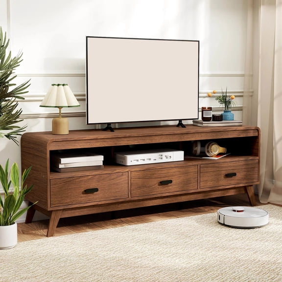 DRAZUNO TV Stand for TVs up to 70" Mid Century Modern Entertainment Center TV Cabinet