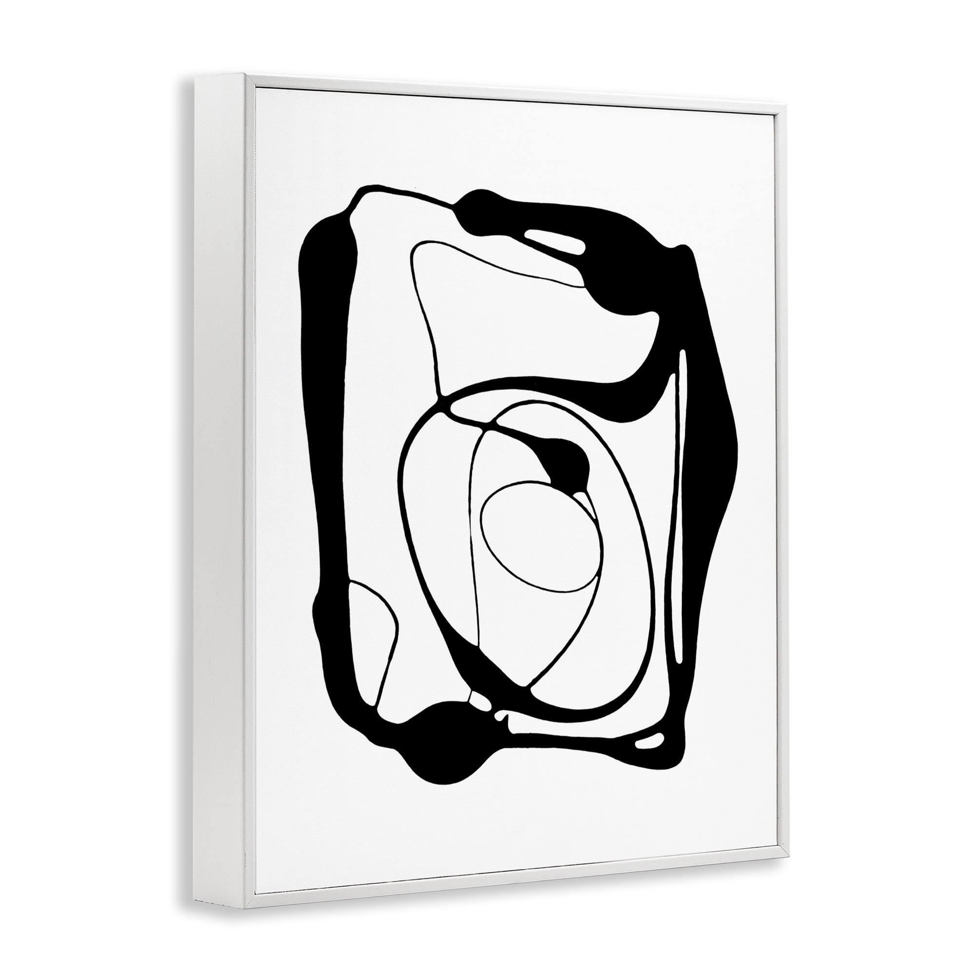 Stupell Industries Black Swirled Figure Abstract Painting White Framed Art Print Wall Art, 16 x 20