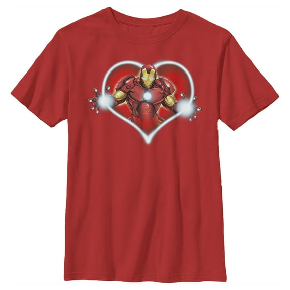 Boy's Marvel Iron Man Repulsors Heart Graphic Tee Red Small