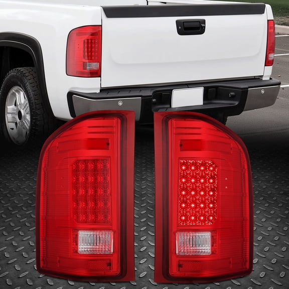 Nuvision Full LED Tail Light Rear Brake Lamps Chrome/Red for 07-14 Chevy Silverado
