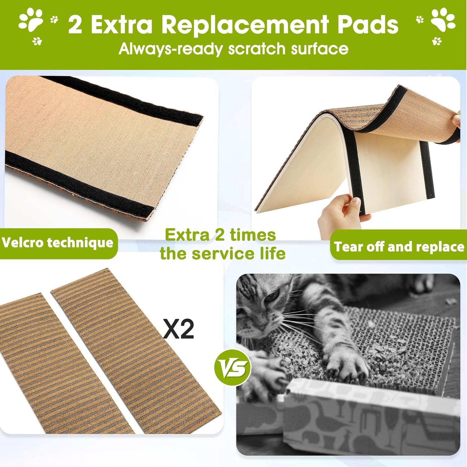 2-Pack  Scratching Post with Cork Pad - Stable Floor Mount for All Breeds