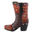 thumbnail image 3 of Rustic Western Cowboy Aztec Geometry Patterns Red Brown Boot Pen Holder Figurine, 3 of 6