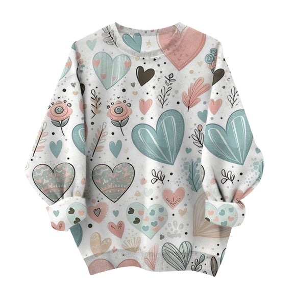 Sweatshirt For Women Valentines Shirts Love Heart Graphic Long Sleeve Funny Sweater Pullover Tops Festival Red Sweatshirt Hoodies For Women