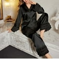 thumbnail image 4 of Tnhcen Long-Sleeve Silk Satin Pajama Set With A Button-Down Design, Perfect As Loungewear And Featuring A Convenient Pocket., 4 of 5
