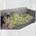 thumbnail image 6 of Lemon Soft Flannel Fleece Blanket, Lemonade Fruit and Leaves Doodle Fresh Along Citrus on a Muted Tone Backdrop, Cozy Plush for Indoor and Outdoor Use, 50" x 60", Green and Mustard, by Ambesonne, 6 of 6