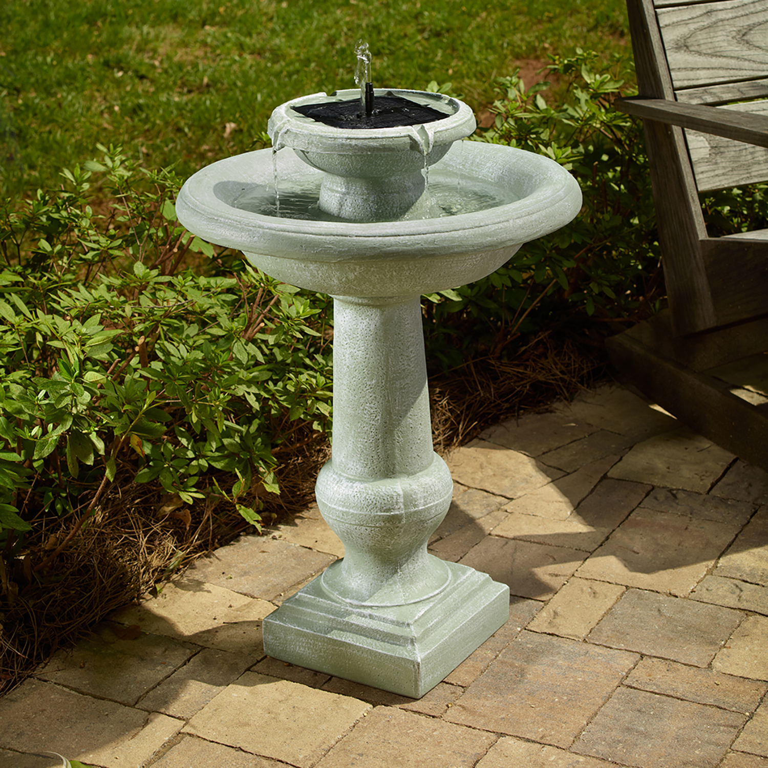 Chatsworth 2-Tier Solar on Demand Fountain - Weathered Stone - Walmart