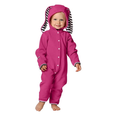 

Tarmeek Animal Bunny Baby Halloween Fleece Bodysuit Romper Long Ear Rabbit Outerwear Toddler Jacket Hoodie Romper Jumpsuit with Button