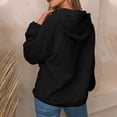 thumbnail image 4 of UJNDER Women's Hooded Sweatshirt Solid Color Quilted Pocket Pullover Long Sleeve Casual Fall Black M, 4 of 6