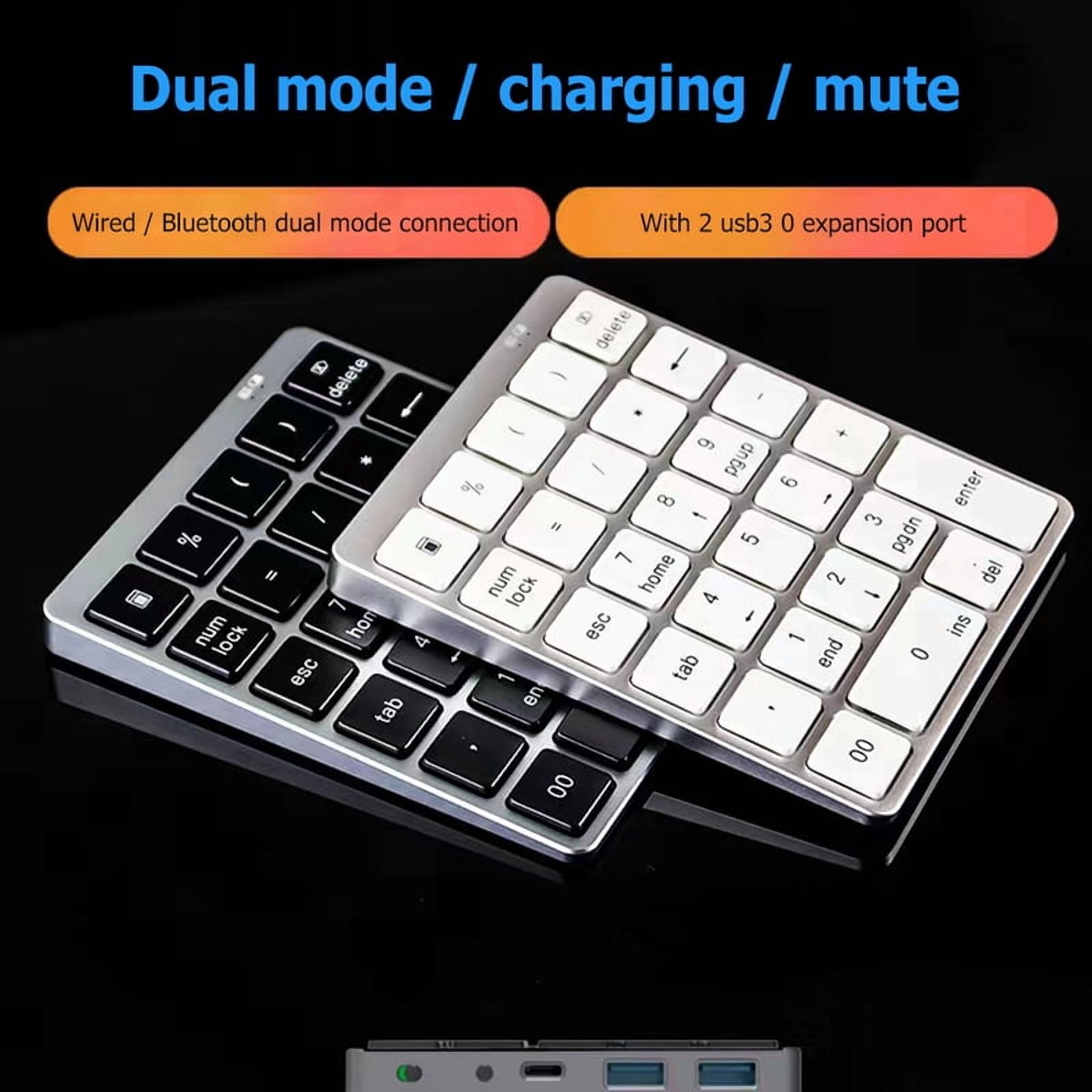Bluetooth Numeric Keyboard 28Keys Portable Aluminium Alloy Wireless Keyboard for Tablet PC Laptop Rechargeable Numpad Digital