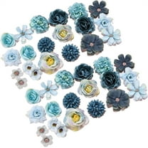 20 Pack Mixed Artificial Flowers,Mini Faux Flowers,Blue Silk Floral Set,Simulation Rose Daisy Crafting Head,for Wedding Birthday Party Home Decoration