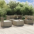 thumbnail image 2 of vidaXL 5 Piece Garden Lounge Set with Cushions Grey Poly Rattan, 2 of 5