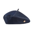 thumbnail image 3 of Gorro tipo boina para mujer, moderno, ajustable, cómodo y ligero, de mezclilla, ideal para primavera. Azul profundo, 3 of 9