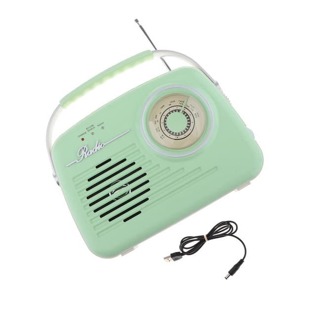 TISHITA Radio Portable Matériau ABS avec Poignée BT 5.0 Design Rétro pour Maison Extérieur Vert