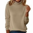 thumbnail image 2 of Hearthz Women Sweater Turtleneck Dressy Mock Neck Ribbed Women's Long Sleeve Shirt Knit Oversized Basic Sweatshirts for Women, 2 of 6