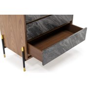 Limari Home Metcalf Mid-Century Veneer and MDF Wood Bedroom Chest in Gray/Walnut