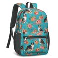 thumbnail image 2 of Australian Shepherd and Floral 17" School Backpacks for Teens,Waterproof Oxford Fabric,S-Shape Padded Straps for School,Travel,Hiking,Camping, 2 of 6