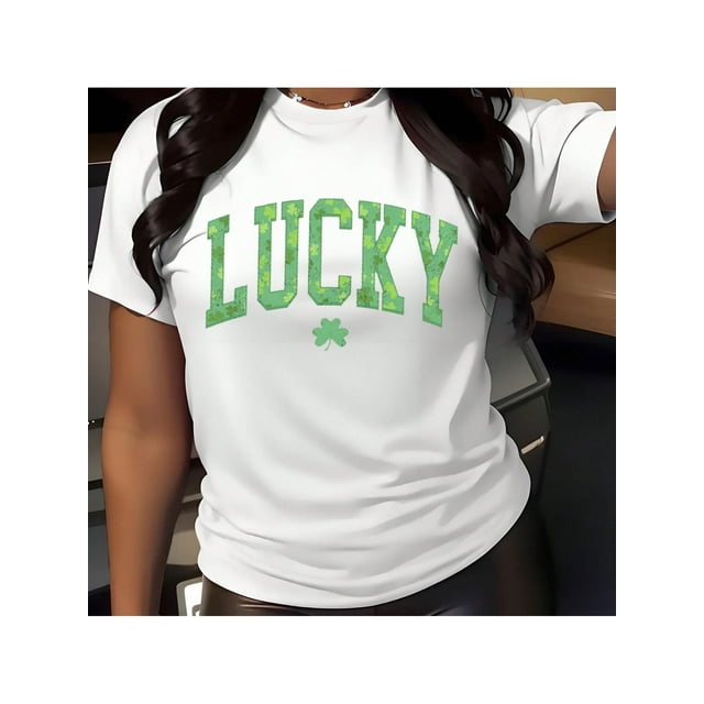 Camisetas de manga corta para mujer, cuello redondo, estampado floral, ajuste holgado, para verano, otoño 2025St Patrick's Day Shirt Print T-Shirt Men's Women's Crew Neck Cotton Short Sleeve Sports