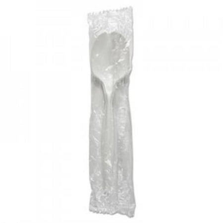 Boardwalk BWKSSMWPPWIW Mediumweight Wrapped Polypropylene Cutlery Soup Spoon  White