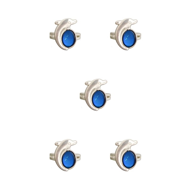 Qarigey Anillos de humor Color cambiable Joyería de moda ajustable Accesorios para disfraces Formas múltiples Favores de fiesta Bola de bola de delfines 5Conjunto