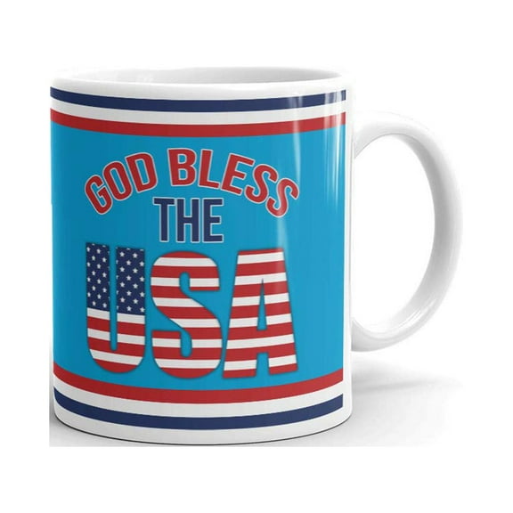 God Bless The Usa Patriotic American Flag Filled Coffee Tea Ceramic Mug Office Work Cup Gift 11 oz