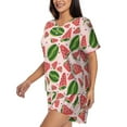 thumbnail image 2 of Daiia Watermelon Pattern Womens Pajama Sets Short Sleeve Pajamas for Women Sets Soft Lounge Sets Casual Round Neck Sleepwear PJS-X-Large, 2 of 7